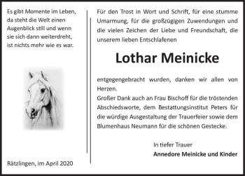 Traueranzeige von Lothar Meinicke  von Magdeburger Volksstimme