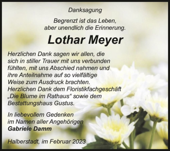 Traueranzeige von Lothar Meyer  von Magdeburger Volksstimme