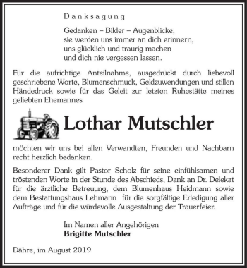 Traueranzeige von Lothar Mutschler  von Magdeburger Volksstimme