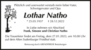 Traueranzeige von Lothar Natho  von Magdeburger Volksstimme