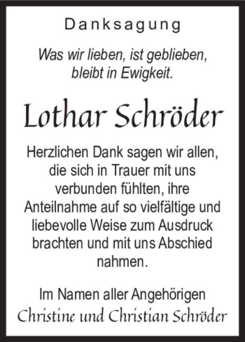 Traueranzeige von Lothar Schröder  von Magdeburger Volksstimme