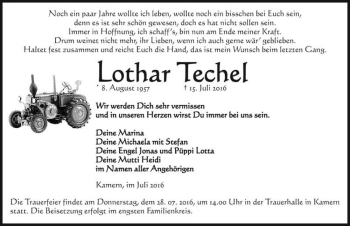 Traueranzeige von Lothar Techel  von Magdeburger Volksstimme