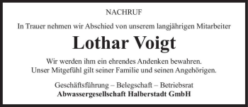 Traueranzeige von Lothar Voigt  von Magdeburger Volksstimme