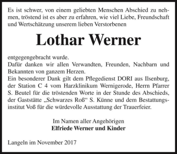 Traueranzeige von Lothar Werner  von Magdeburger Volksstimme