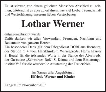 Traueranzeige von Lothar Werner  von Magdeburger Volksstimme