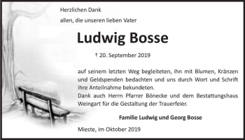 Traueranzeige von Ludwig Bosse  von Magdeburger Volksstimme