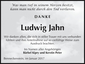 Traueranzeige von Ludwig Jahn  von Magdeburger Volksstimme