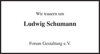 Traueranzeige von Ludwig Schumann  von Magdeburger Volksstimme