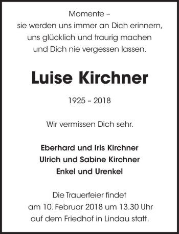 Traueranzeige von Luise Kirchner  von Magdeburger Volksstimme