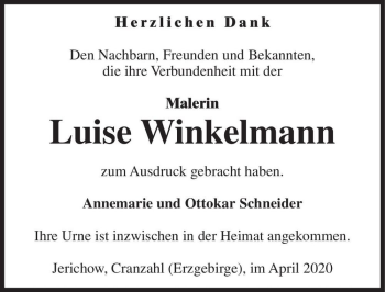 Traueranzeige von Luise Winkelmann  von Magdeburger Volksstimme