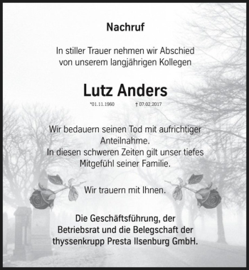 Traueranzeige von Lutz Anders  von Magdeburger Volksstimme