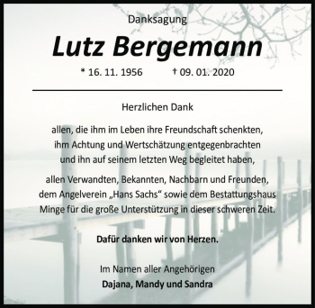 Traueranzeige von Lutz Bergemann  von Magdeburger Volksstimme