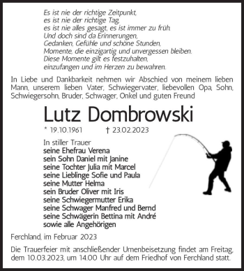 Traueranzeige von Lutz Dombrowski  von Magdeburger Volksstimme