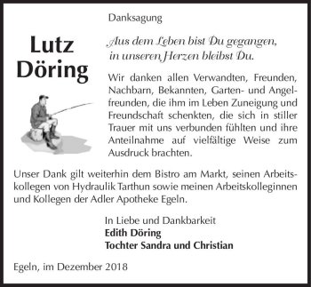 Traueranzeige von Lutz Döring  von Magdeburger Volksstimme