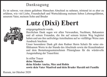 Traueranzeige von Lutz Ebert  von Magdeburger Volksstimme