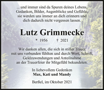 Traueranzeige von Lutz Grimmecke  von Magdeburger Volksstimme