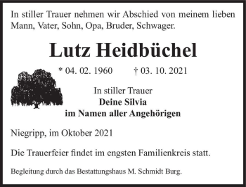 Traueranzeige von Lutz Heidbüchel  von Magdeburger Volksstimme