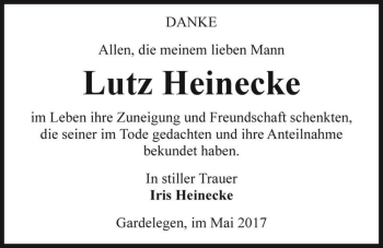 Traueranzeige von Lutz Heinecke  von Magdeburger Volksstimme