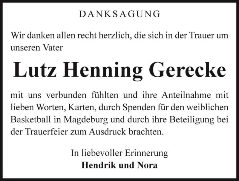  Traueranzeige für Lutz Henning Gerecke  vom 03.06.2017 aus Magdeburger Volksstimme
