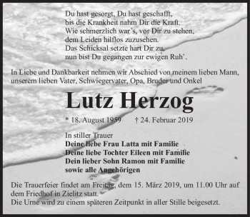 Traueranzeige von Lutz Herzog  von Magdeburger Volksstimme