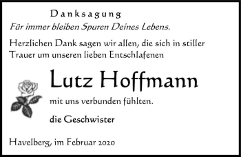 Traueranzeige von Lutz Hoffmann  von Magdeburger Volksstimme