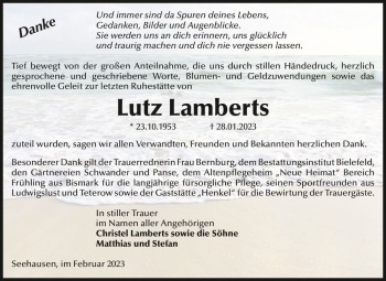 Traueranzeige von Lutz Lamberts  von Magdeburger Volksstimme