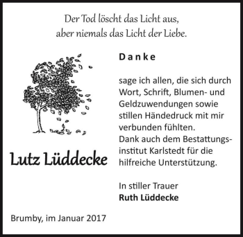 Traueranzeige von Lutz Lüddecke  von Magdeburger Volksstimme