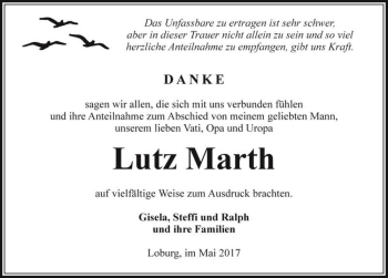 Traueranzeige von Lutz Marth  von Magdeburger Volksstimme