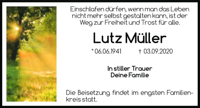  Traueranzeige für Lutz Müller  vom 19.09.2020 aus Magdeburger Volksstimme