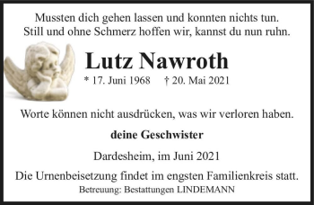 Traueranzeige von Lutz Nawroth  von Magdeburger Volksstimme