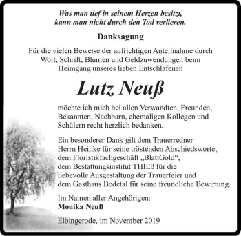 Traueranzeige von Lutz Neuß  von Magdeburger Volksstimme