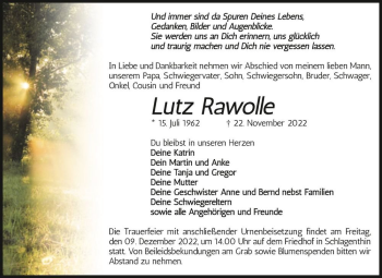 Traueranzeige von Lutz Rawolle  von Magdeburger Volksstimme