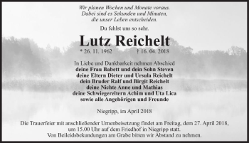 Traueranzeige von Lutz Reichelt  von Magdeburger Volksstimme