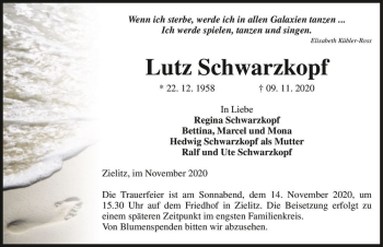 Traueranzeige von Lutz Schwarzkopf  von Magdeburger Volksstimme