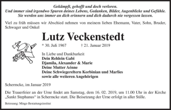 Traueranzeige von Lutz Veckenstedt  von Magdeburger Volksstimme
