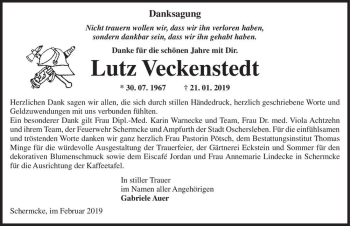 Traueranzeige von Lutz Veckenstedt  von Magdeburger Volksstimme