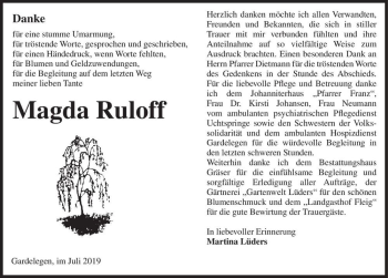 Traueranzeige von Magda Ruloff  von Magdeburger Volksstimme