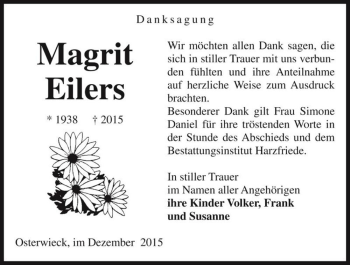 Traueranzeige von Magrit Eilers  von Magdeburger Volksstimme