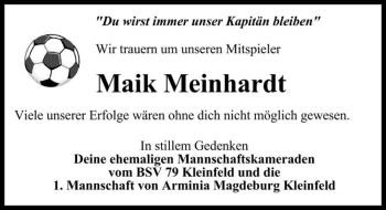 Traueranzeige von Maik Meinhardt  von Magdeburger Volksstimme