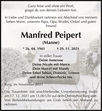 Traueranzeige von Manfred 