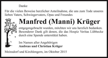 Traueranzeige von Manfred 
