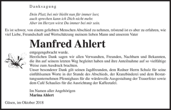 Traueranzeige von Manfred Ahlert  von Magdeburger Volksstimme