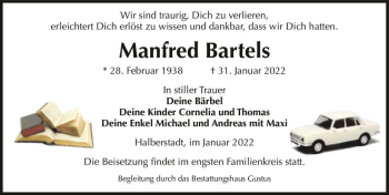 Traueranzeige von Manfred Bartels  von Magdeburger Volksstimme