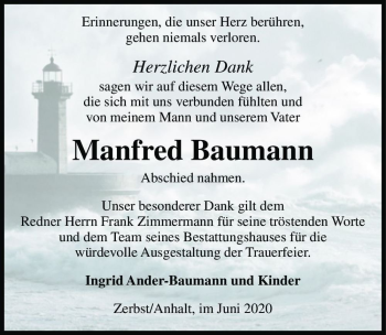 Traueranzeige von Manfred Baumann  von Magdeburger Volksstimme