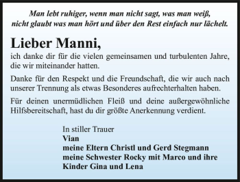 Traueranzeige von Manfred Berger  von Magdeburger Volksstimme