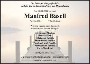 Traueranzeige von Manfred Bäsell  von Magdeburger Volksstimme