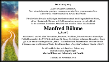 Traueranzeige von Manfred Böhme (