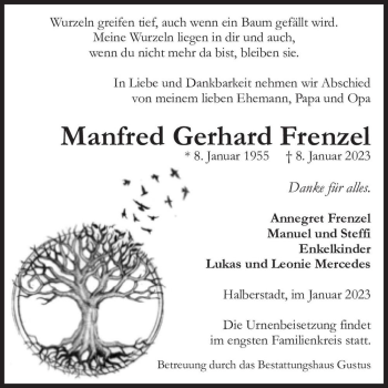 Traueranzeige von Manfred Gerhard Frenzel  von Magdeburger Volksstimme