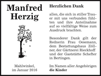 Traueranzeige von Manfred Herzig  von Magdeburger Volksstimme