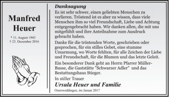 Traueranzeige von Manfred Heuer  von Magdeburger Volksstimme